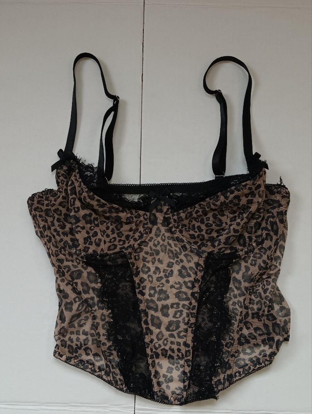 ROMWE Sheer Leopard-Print Corset Top in Size S